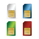 Set of color SIM cards isolated
