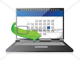 laptop with a calendar on screen illustration