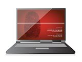 laptop computer scanning a finger print