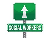 social workers road sign illustration design