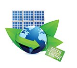 solar panel and Green energy label illustration