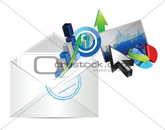 email business graph set design illustration