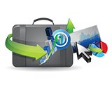 business icon sets and suitcase illustration