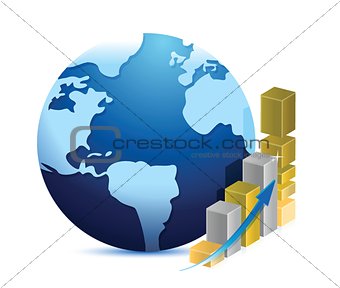 globe and business graph illustration design