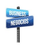 business in english and spanish sign illustration