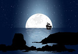 Moonlight With Sailboat