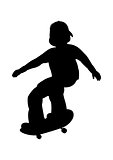 Silhouette of skater isolated over white