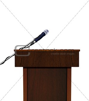 Seminar podium and microphones