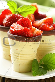 wafer cups with strawberry salad - a great dessert