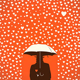 silhouette of Men under umbrella, vector Eps10 illustration.