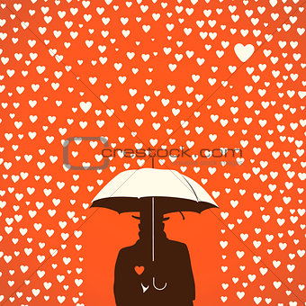 silhouette of Men under umbrella, vector Eps10 illustration.