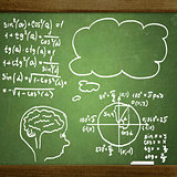 close up of math formulas on a blackboard