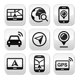 GPS, navigation travel vector buttons set