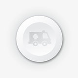 White plastic button with ambulance