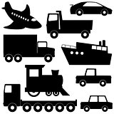 Set 1 of different transport silhouettes