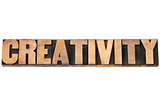 creativity word in wood type
