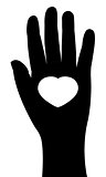 Hand with heart icon, vector illustration