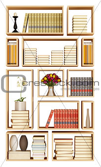 Wall bookcase isolated on white