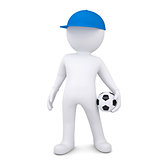 3d white man with soccer ball