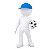3d white man with soccer ball