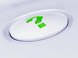 white plastic button with a green symbol
