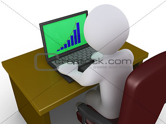 Person analyzing chart on a laptop