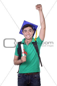Young Asian graduation student guy