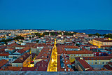 Zadar rooftops night aerial view