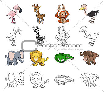 Cartoon Safari Animal Illustrations