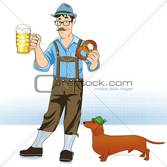 Bayer with beer and dachshund