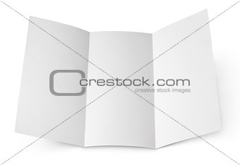 Blank folded flyer on white