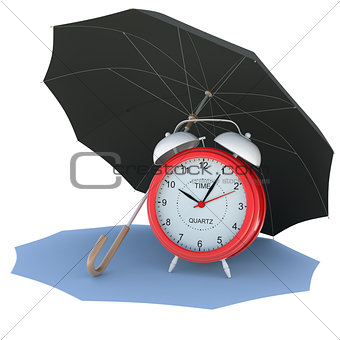 Umbrella covers the alarm clock
