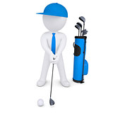 3d white man playing golf