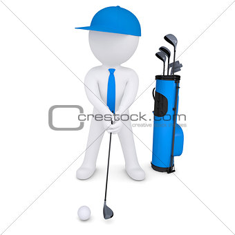 3d white man playing golf