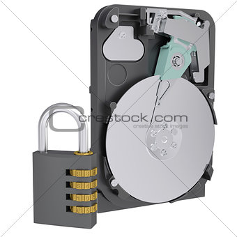 Code lock next to the hard drive