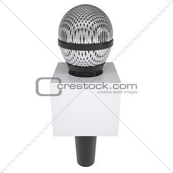 Television microphone with blank advertising cube