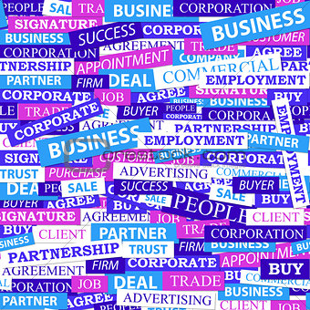 Seamless pattern, which is composed of words on business themes.