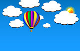 Vector hot air balloon on sky
