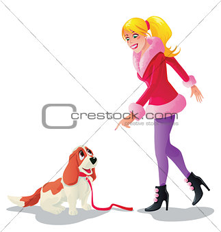 a girl with her dog