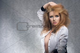 sexy blonde girl with rock style
