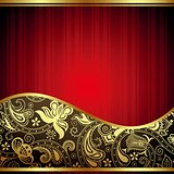 Abstract Gold and Red Curve Background