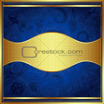 Abstract Gold and Blue Curve Background