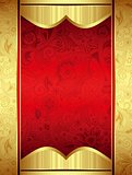 Abstract Gold and Red Floral Frame