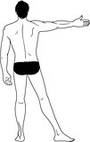 Full length back view of a standing naked man
