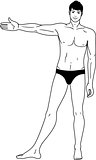 Full length front views of a standing naked man