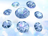 Diamonds on light blue background, successful trade symbol