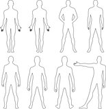 Full length (front & back) silhouettes of a standing naked man