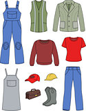 Worker, plumber man, woman fashion set