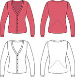 Template outline illustration of a blank cardigan