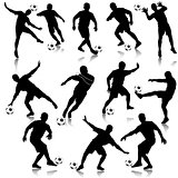 Soccer man silhouette set eps10 vector illustration